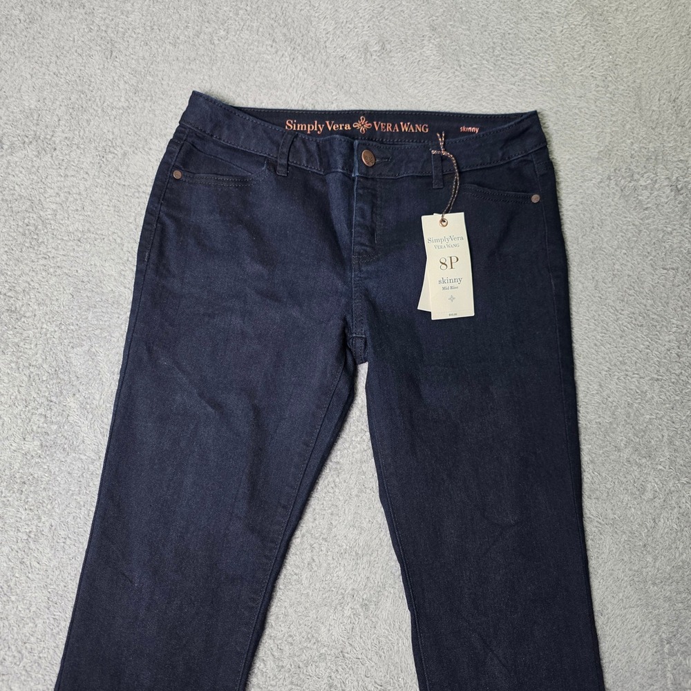 Simply Vera Vera Wang Womens 8P Skinny Jeans Dark Wash Indigo Mid Rise Petite